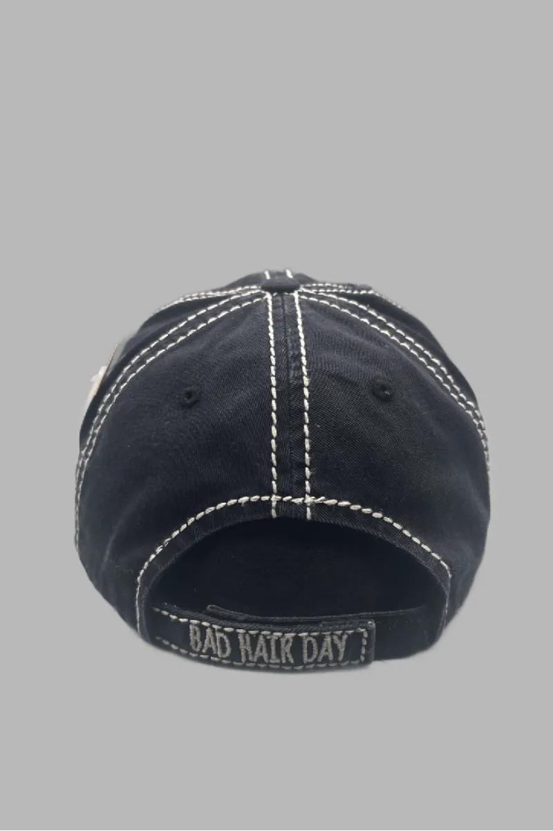 D'EVA Ladies Vintage BAD HAIR DAY Hat by Kbethos Black - Image 3