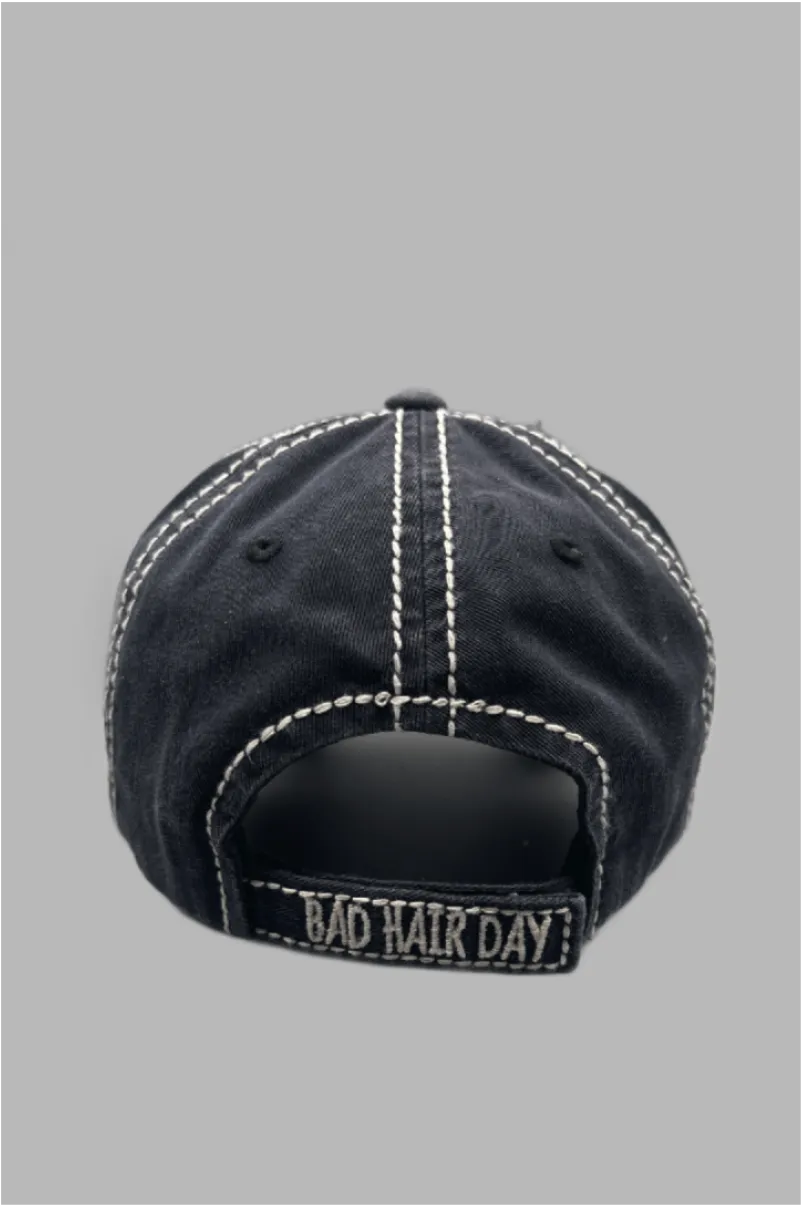 D'EVA Ladies Vintage BAD HAIR DAY Hat by Kbethos Black - Image 3